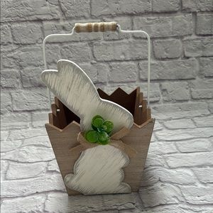 Rustic Bunny Wooden Basket Easter